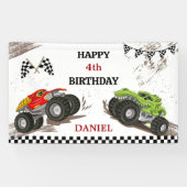 Banderoles Monster truck bash cool modern kid 4th birthday (Horizontal)