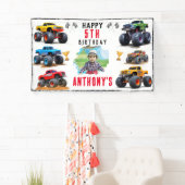 Banderoles Monster Truck Team Anniversaire Fête Invitation (En situation)