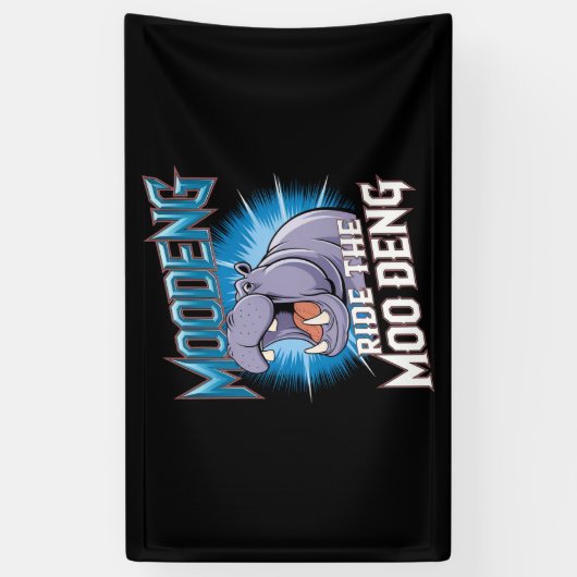 Banderoles MOO DENG Hippo Ride Le MOO DENG (Vertical)