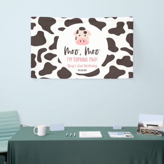 Banderoles Moo Moo I'm Turin Two Cow 2nd Birthday Party (Salon professionnel)