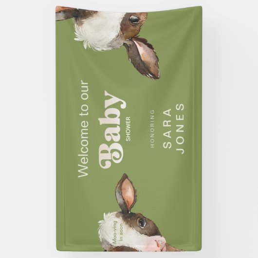 Banderoles Moo-ving Dans Bientôt Baby shower Vert Moss (Vertical)