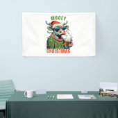 Banderoles Mooey Noël Highland Cow Light Santa Hat T-Shi (Salon professionnel)