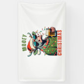 Banderoles Mooey Noël Highland Cow Light Santa Hat T-Shi (Vertical)