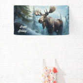 Banderoles Moose d'hiver de texte personnalisé (Insitu)