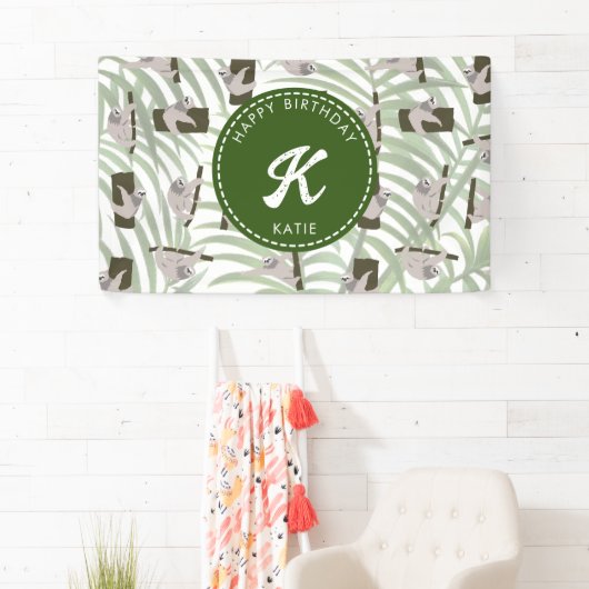 Banderoles Motif animal mignon en forêt sauvage Anniversaire (En situation)