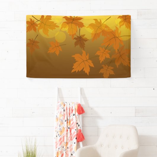 Banderoles Motif d'automne avec feuilles d'érable en chute et (En situation)