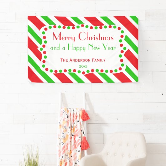 Banderoles Motif de bandes rouge et verte (En situation)