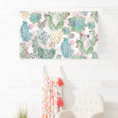 Banderoles motif de cactus et triangles aquarelle (En situation)
