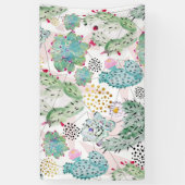 Banderoles motif de cactus et triangles aquarelle (Vertical)