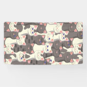 Banderoles Motif de chats blancs et gris (Horizontal)