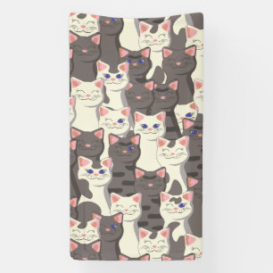 Banderoles Motif de chats blancs et gris