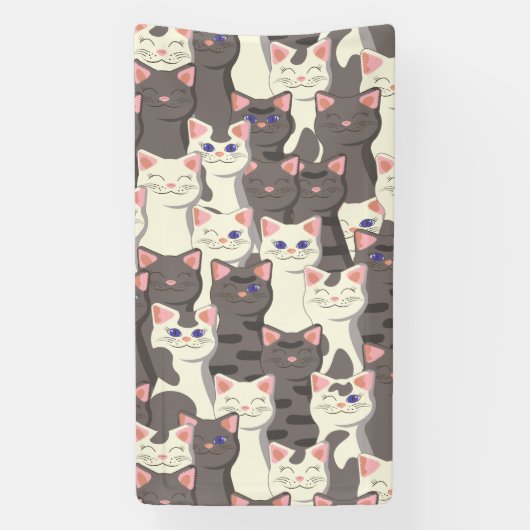 Banderoles Motif de chats blancs et gris (Verticale)