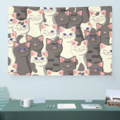 Banderoles Motif de chats blancs et gris (Salon professionnel)