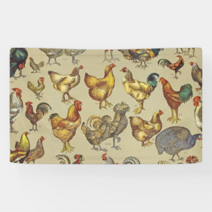 Banderoles Motif de coq poulet vintage : Art de ferme