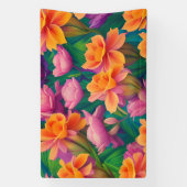 Banderoles Motif de fleurs tropicales hawaïennes (Verticale)