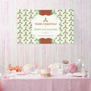 Banderoles Motif de houx de Noël Houx vert Baies rouges