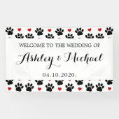 Banderoles Motif De Pâtes, Pâtes De Chien, Coeurs, Mariage (Horizontal)