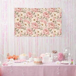 Banderoles Motif de pivoines fleuries vintage
