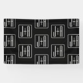 Banderoles Motif des initiales Mariages modernes | Noir & Bla (Horizontal)