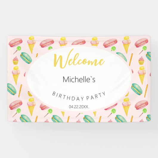 Banderoles Motif d'illustration d'aquarelle de la fête d'été (Horizontal)