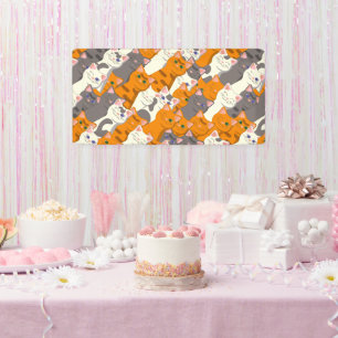 Banderoles Motif en diagonale du chat noir blanc gingembre