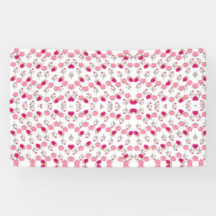 Banderoles Motif floral symétrique rose rouge et blush