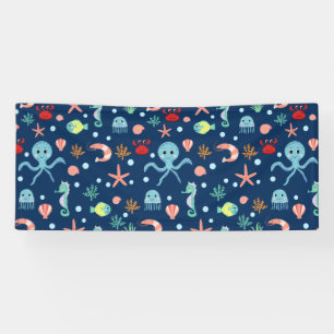 Banderoles Motif mignon de vie marine de l'océan