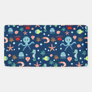 Banderoles Motif mignon de vie marine de l'océan