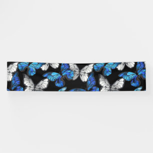 Banderoles Motif sans couleur foncée avec papillons bleus Mor