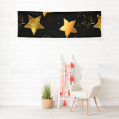 Banderoles Motif sans couture avec étoiles d'or (En situation)