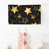 Banderoles Motif sans couture avec étoiles d'or (En situation)