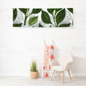 Banderoles Motif sans couture avec Feuilles de thé vert (En situation)
