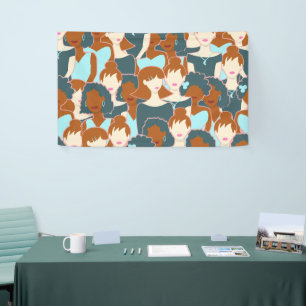 Banderoles Motif sans couture avec filles noires et blanches