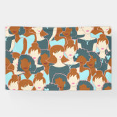 Banderoles Motif sans couture avec filles noires et blanches (Horizontal)