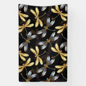 Banderoles Motif sans couture avec libellules d'or (Verticale)