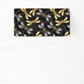 Banderoles Motif sans couture avec libellules d'or (Insitu)