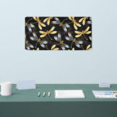 Banderoles Motif sans couture avec libellules d'or (Salon professionnel)