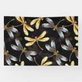 Banderoles Motif sans couture avec libellules d'or (Horizontal)