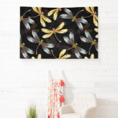 Banderoles Motif sans couture avec libellules d'or (Insitu)