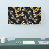 Banderoles Motif sans couture avec libellules d'or (Salon professionnel)