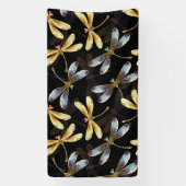 Banderoles Motif sans couture avec libellules d'or (Verticale)