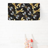 Banderoles Motif sans couture avec libellules d'or (Insitu)