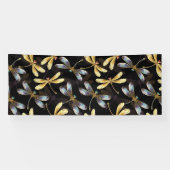 Banderoles Motif sans couture avec libellules d'or (Horizontal)