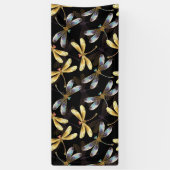 Banderoles Motif sans couture avec libellules d'or (Vertical)