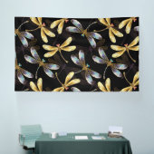 Banderoles Motif sans couture avec libellules d'or (Salon professionnel)