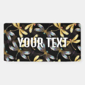 Banderoles Motif sans couture avec libellules d'or (Horizontal)