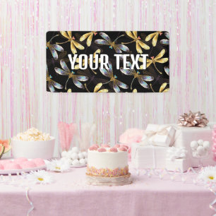 Banderoles Motif sans couture avec libellules d'or