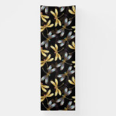 Banderoles Motif sans couture avec libellules d'or (Verticale)