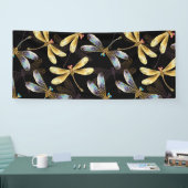 Banderoles Motif sans couture avec libellules d'or (Salon professionnel)