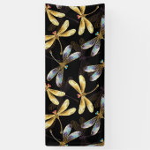 Banderoles Motif sans couture avec libellules d'or (Vertical)